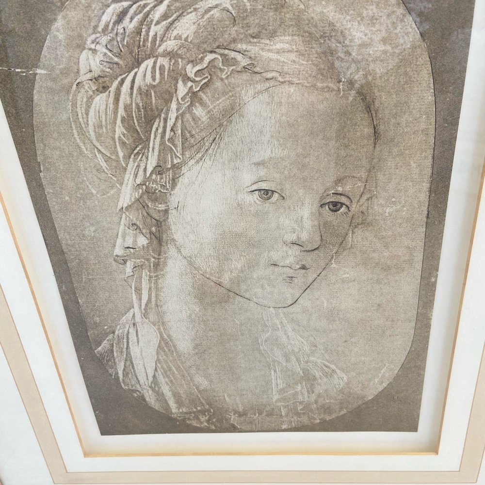 Vintage framed Italian Fra Fillippo Lippi woman